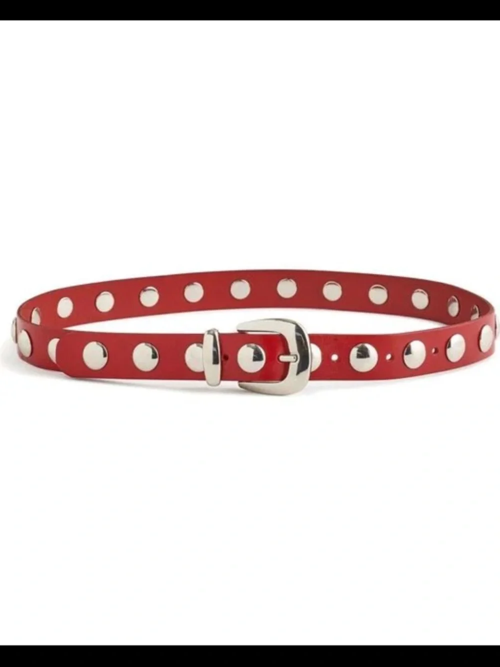 Madewell Red Studded Leather Belt - Picture 1 of 7